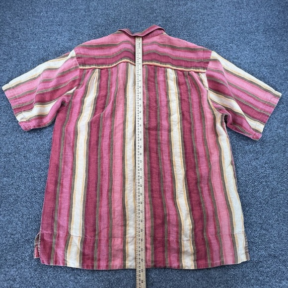 Tommy Bahama 100% Linen Shirt Men XL Pink Stripe Button Front Camp Short Sleeve - Picture 8 of 9